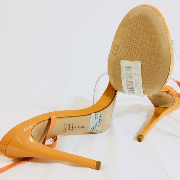Schutz Cloe Vinyl Open Toe Sz 7B Lace Up Ankle Strap Stiletto High Heel Sandals - Picture 7 of 14